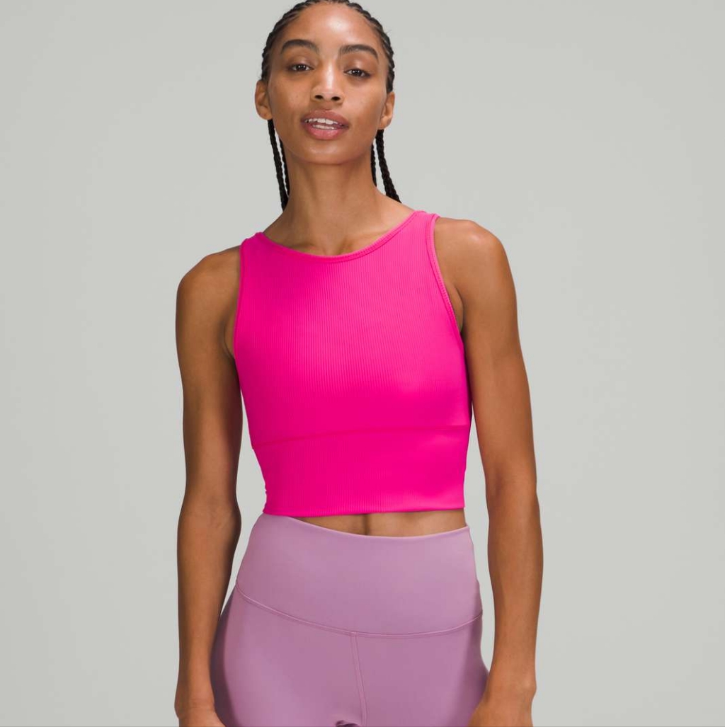 Bnwt Lululemon Power Pivot Tank Rib Ribbed Neon Sonic Pink Size 12